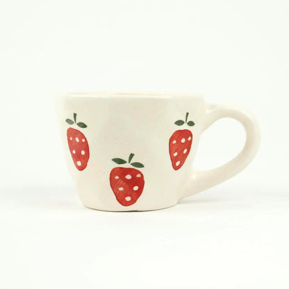Strawberry Print Ceramic Cup & Saucer - 200 ml