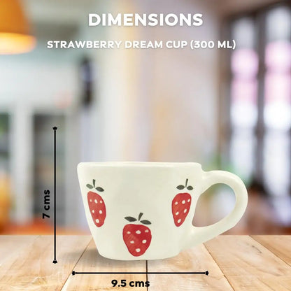 Strawberry Print Ceramic Cup & Saucer - 200 ml