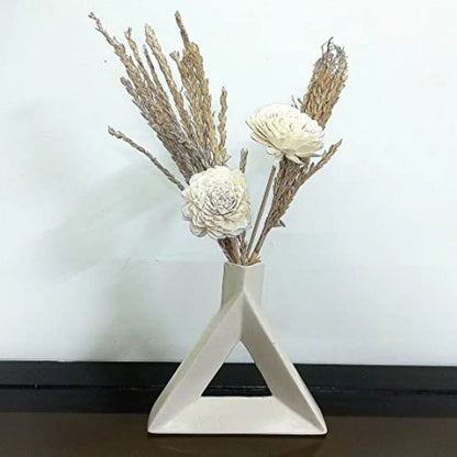 Modern Triangular Matte Finish White Ceramic Flower Vase