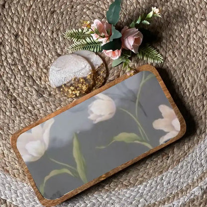Twilight Tulips Print Wooden Serveware