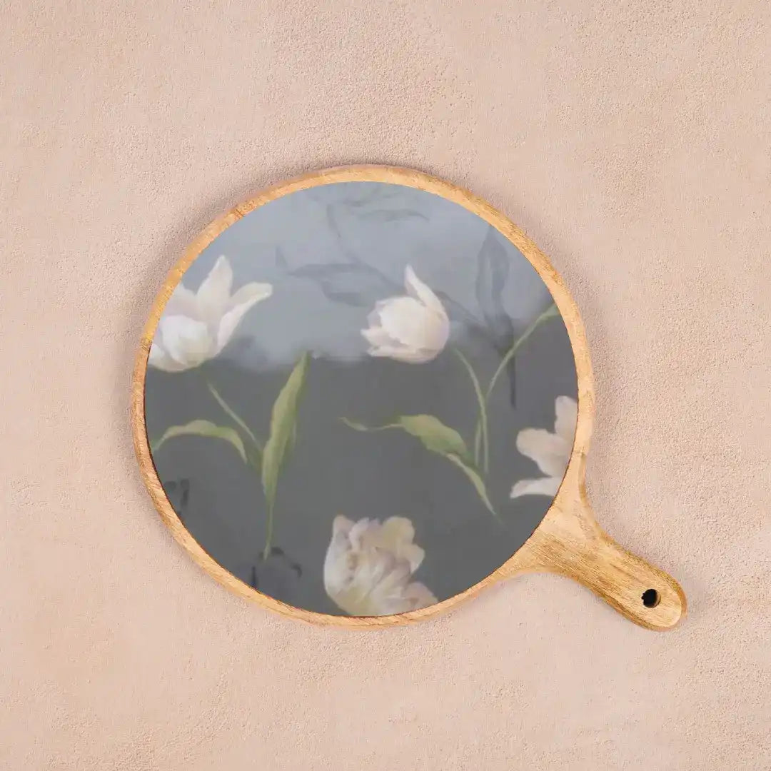 Twilight Tulips Print Wooden Serveware