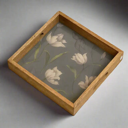 Twilight Tulips Print Wooden Serveware