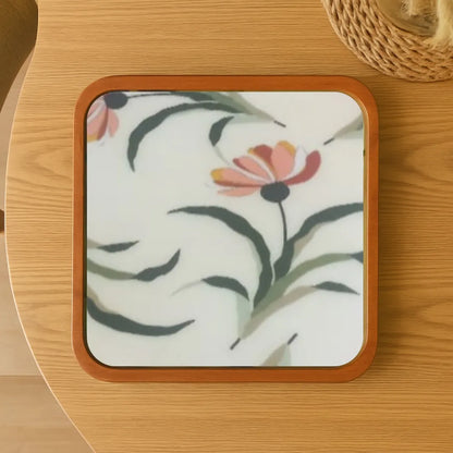 Beautiful Pink Flowers Print Wooden Serveware