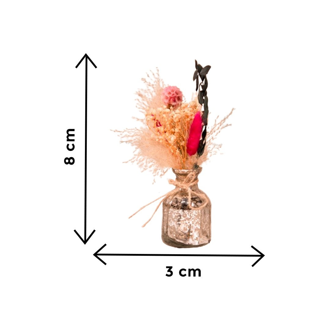 Silver Blossom Glass Vase with Dried Flower Decor