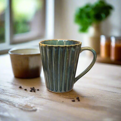 Rustic Charm Vibrant Green Ceramic Coffee & Tea Mug - 300 ml