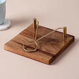 Wooden Designer Napkin Holder - Walnut Finish