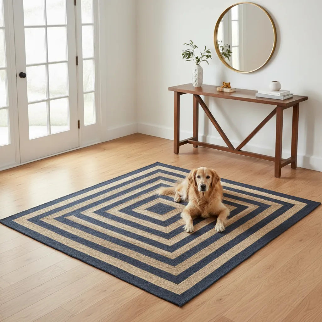 Natural Jute Braided Premium Rug - Beige and Black