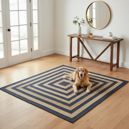 Natural Jute Braided Premium Rug - Beige and Black