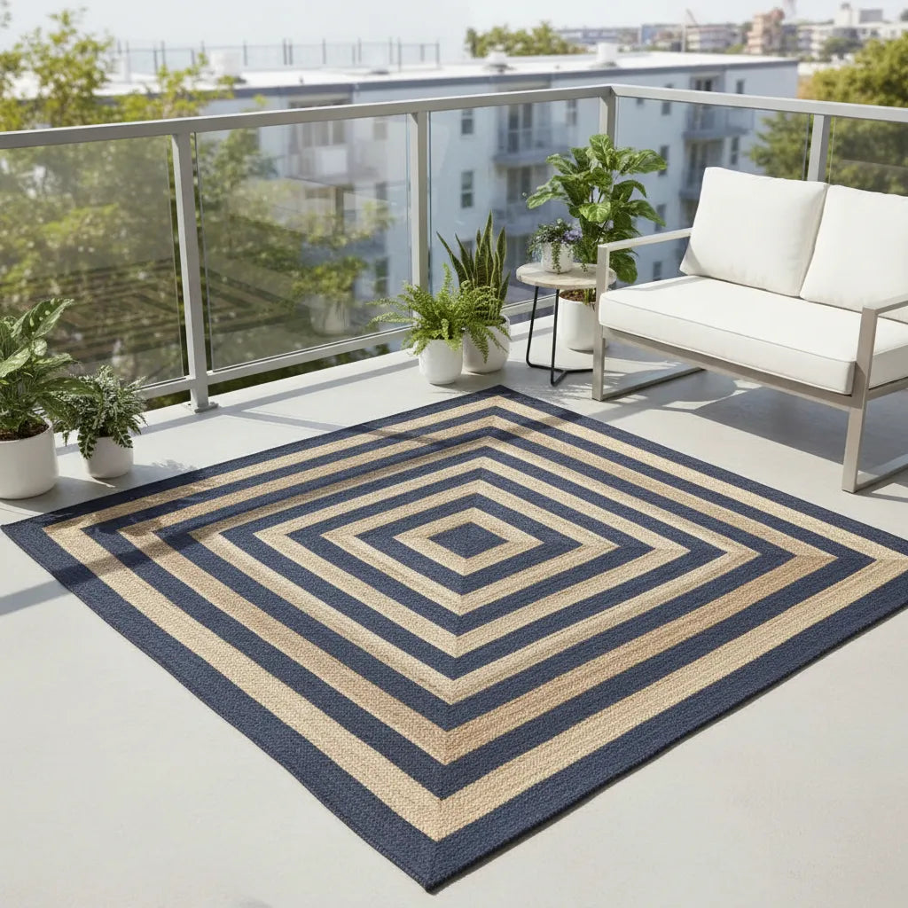 Natural Jute Braided Premium Rug - Beige and Black