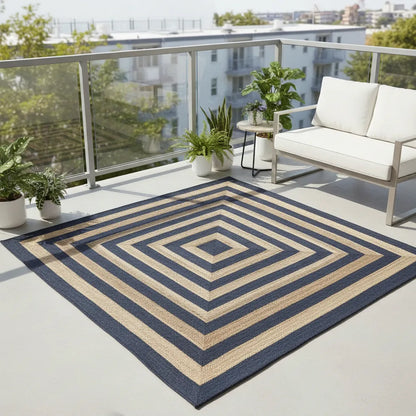 Natural Jute Braided Premium Rug - Beige and Black