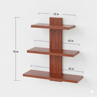 Wall Mounted 3 Tier Wooden Floating Shelf
