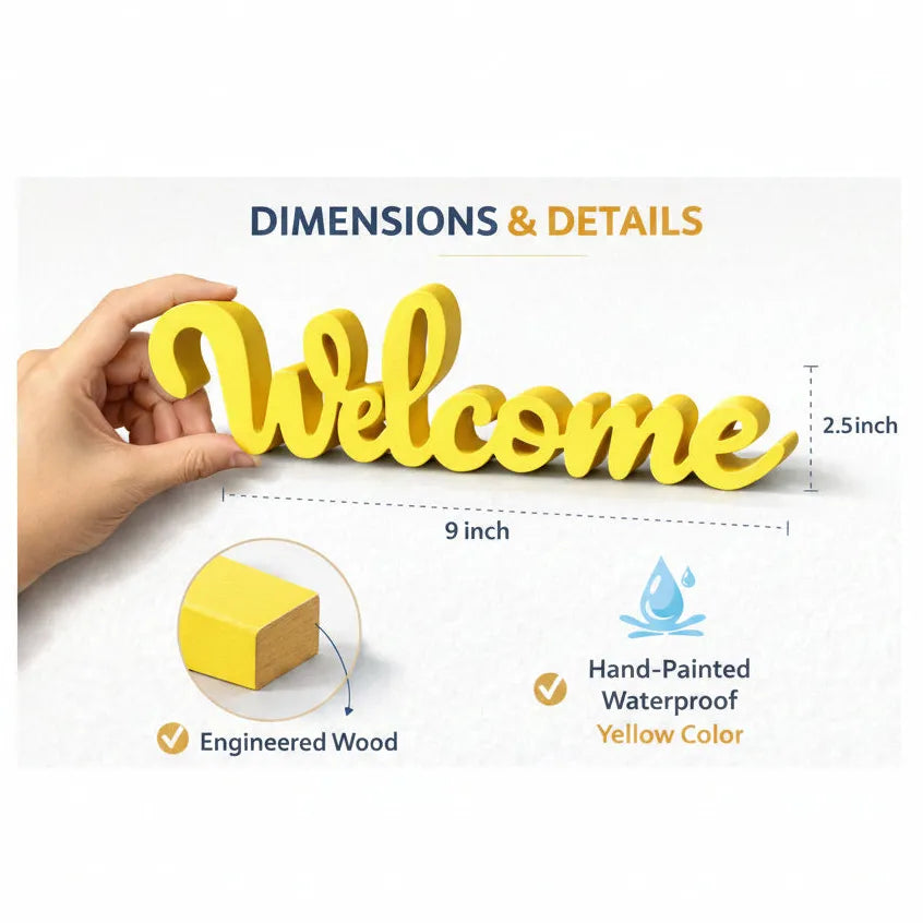 Yellow Welcome Script Decor for Table & Reception