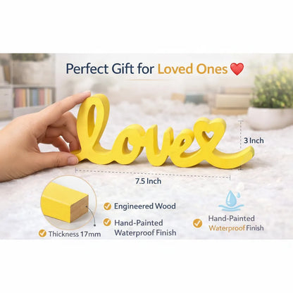 Love Wooden Decor Showpiece for Table & Shelf Styling