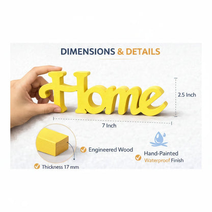 Yellow Wooden Home Word Table Decor Showpiece