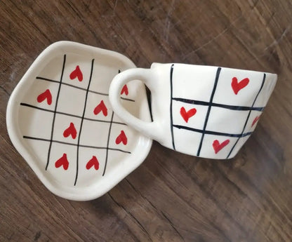Red Sweetheart Coffee Ceramic Cup & Saucer - 200 ml