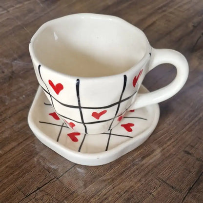 Red Sweetheart Coffee Ceramic Cup & Saucer - 200 ml