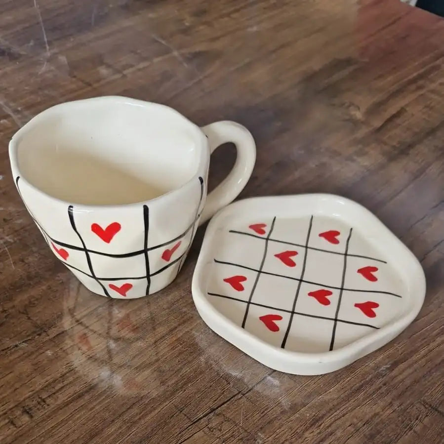 Red Sweetheart Coffee Ceramic Cup & Saucer - 200 ml