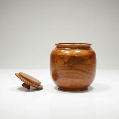 Handcrafted Sheesham Wood Storage Jar with Lid