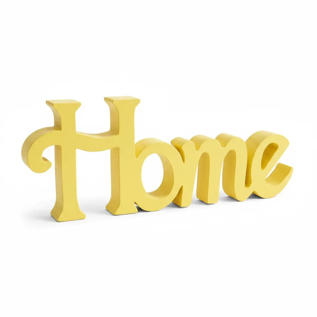 Yellow Wooden Home Word Table Decor Showpiece