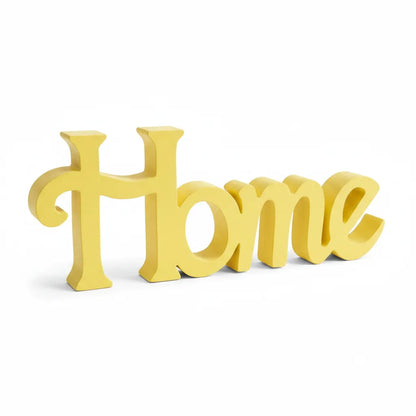 Yellow Wooden Home Word Table Decor Showpiece