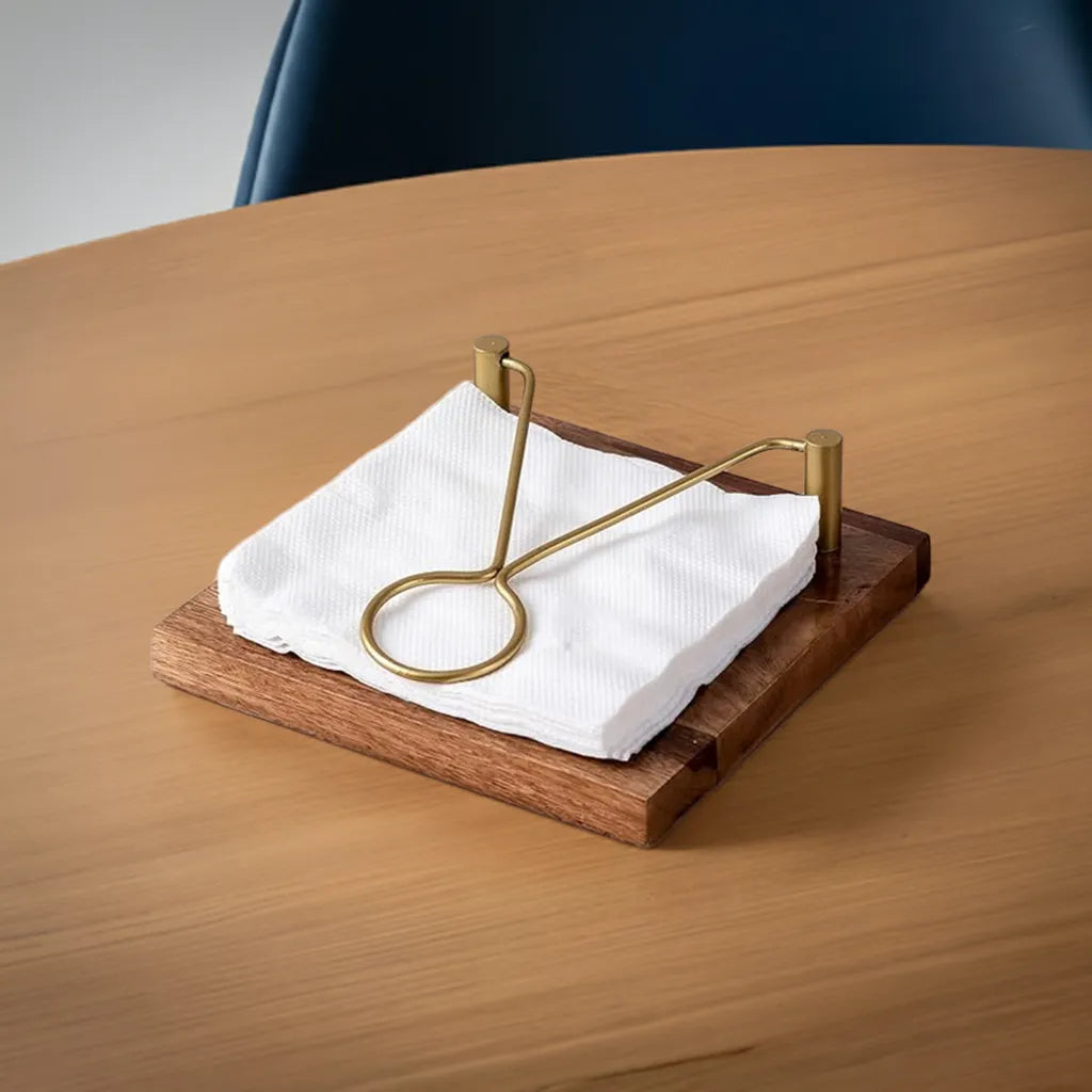 Wooden Designer Napkin Holder - Walnut Finish