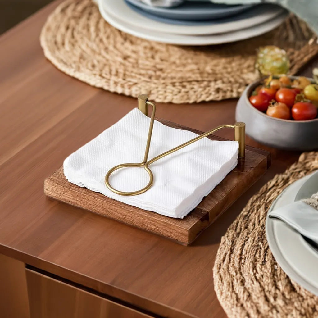 Wooden Designer Napkin Holder - Walnut Finish