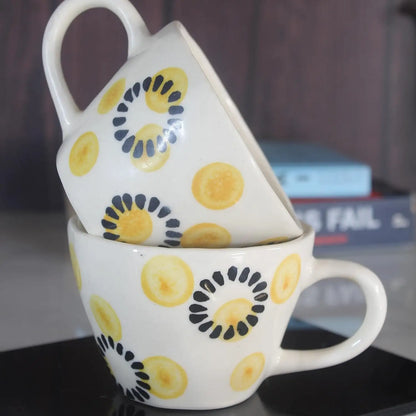 Yellow Daisy Ceramic Cup & Saucer - 200 ml