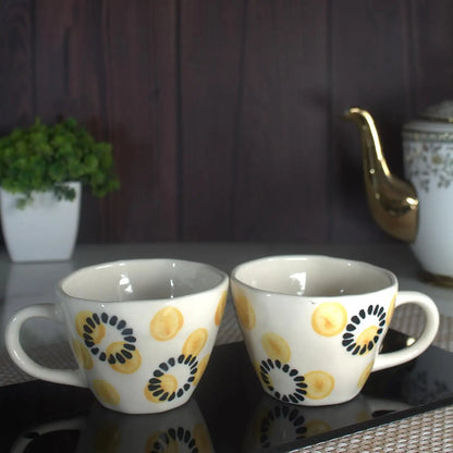 Yellow Daisy Ceramic Cup & Saucer - 200 ml