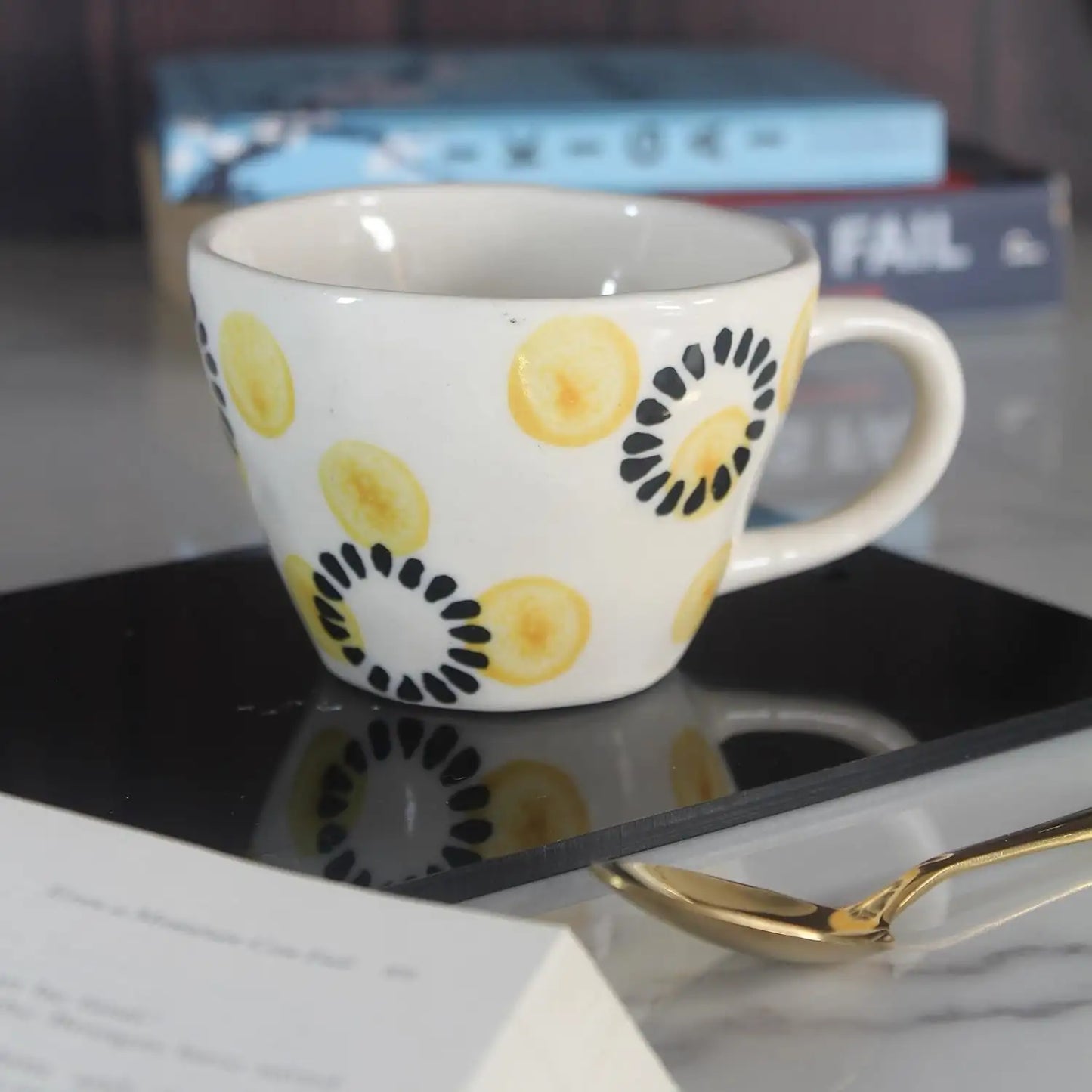 Yellow Daisy Ceramic Cup & Saucer - 200 ml