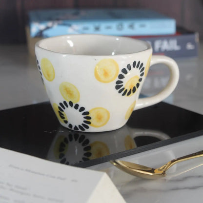Yellow Daisy Ceramic Cup & Saucer - 200 ml