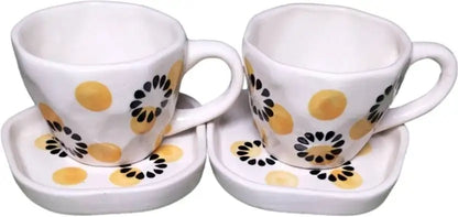 Yellow Daisy Ceramic Cup & Saucer - 200 ml