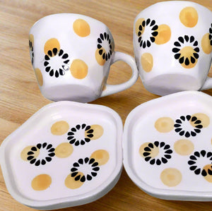 Yellow Daisy Ceramic Cup & Saucer - 200 ml