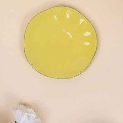 Yellow Floral Ceramic Cup & Saucer - 200 ml