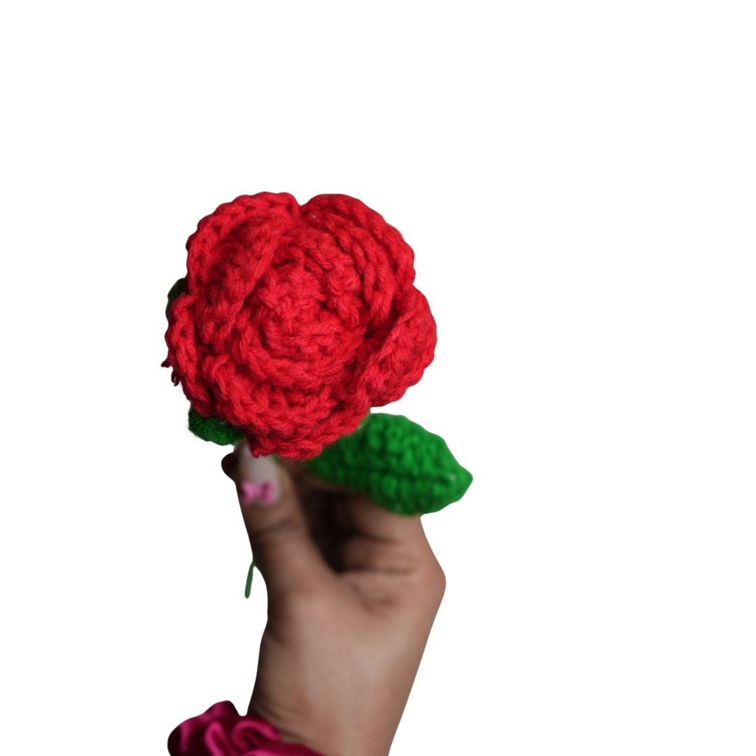 Red Crochet Rose Handmade Flower