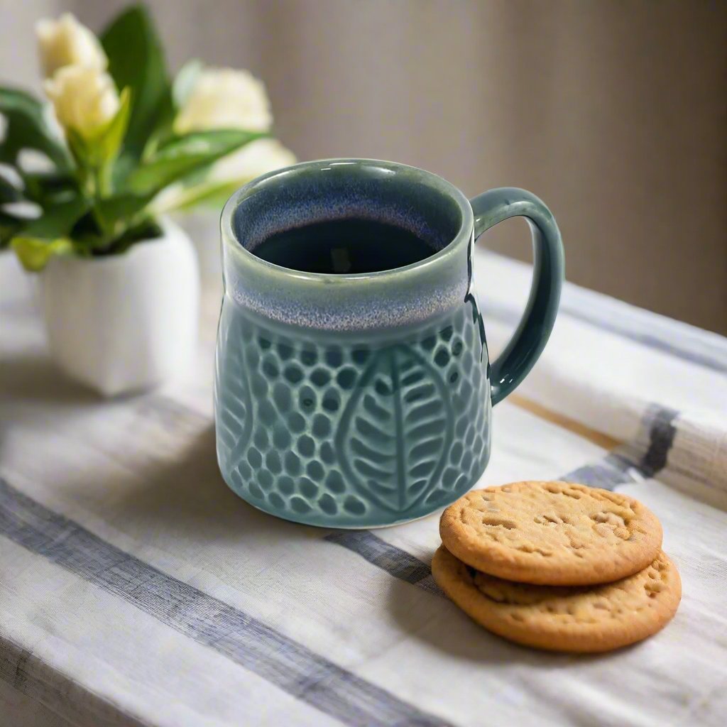 Royal Green Ceramic Mugs - 350 ml