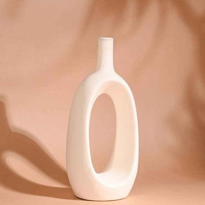 Glossy Finish Modern Chic White Hollow Ceramic Vase - Multiple Sizes