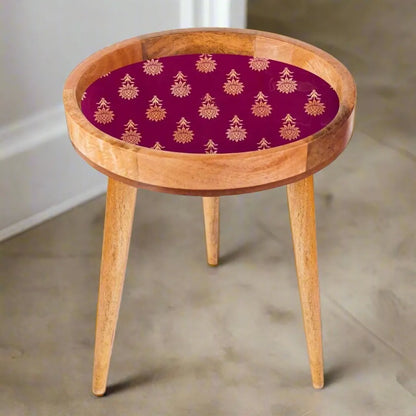 Crimson Floral Print Wooden Serveware