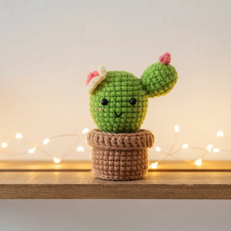 Crochet Potted Ball Cactus Plant - Decorative Gift