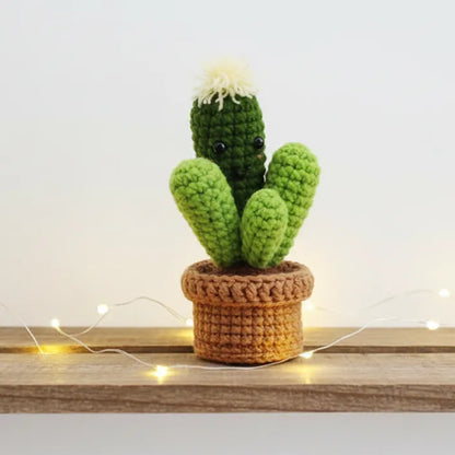 Crochet Potted Plants - Stylish Home Decor - Green Column Cactus