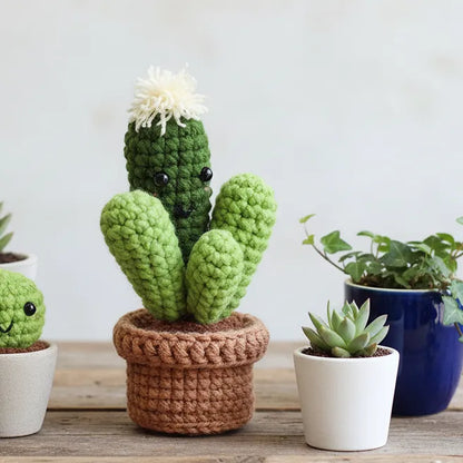 Crochet Potted Plants - Stylish Home Decor - Green Column Cactus