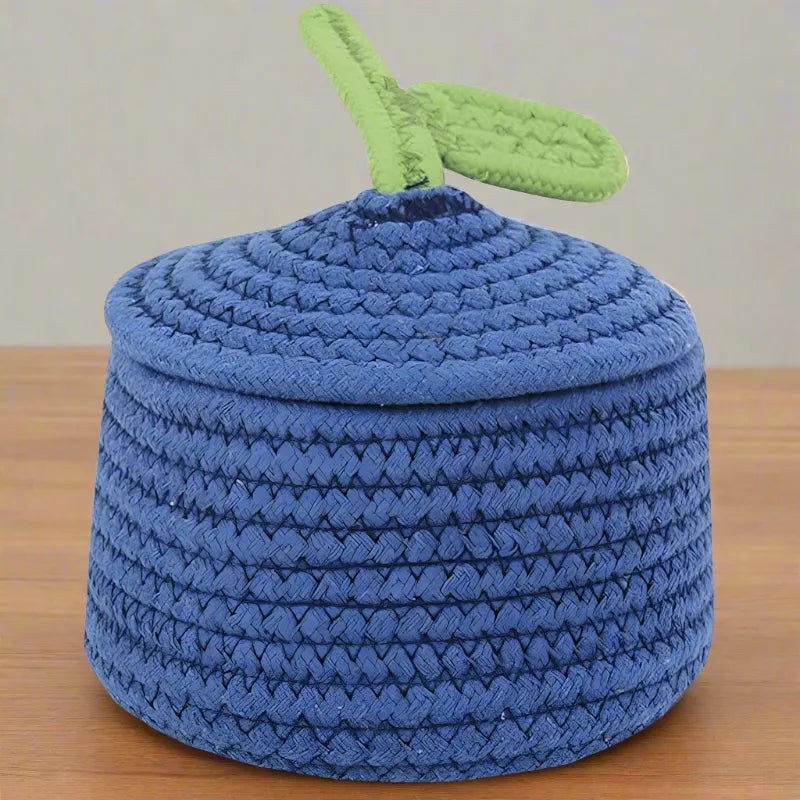 Cotton Multi-Purpose Storage Basket with Lid - 18 cm x 18 cm x 25 cm