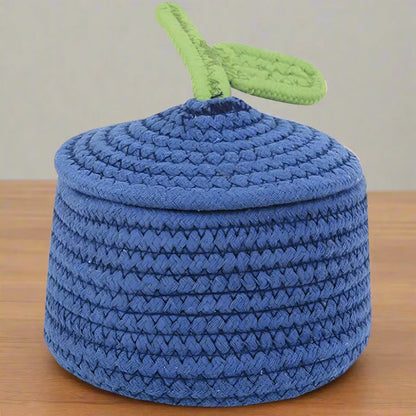 Cotton Multi-Purpose Storage Basket with Lid - 18 cm x 18 cm x 25 cm