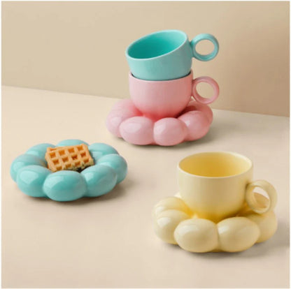 Cheerful Sunflower Ceramic Bubble Cup & Saucer - 250 ml