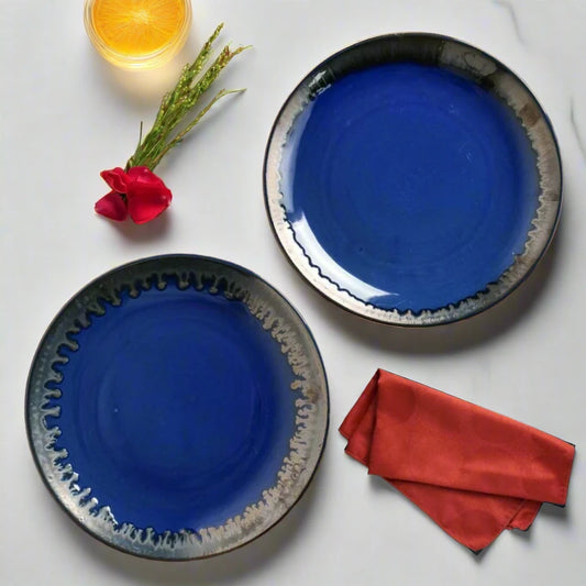 Imperial Earth Blue Glaze Quarter & Dinner Plate - 7 inch & 10 inch