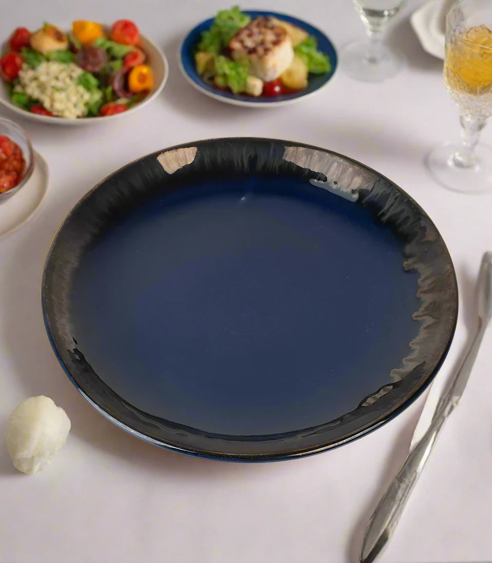 Imperial Earth Blue Glaze Quarter & Dinner Plate - 7 inch & 10 inch