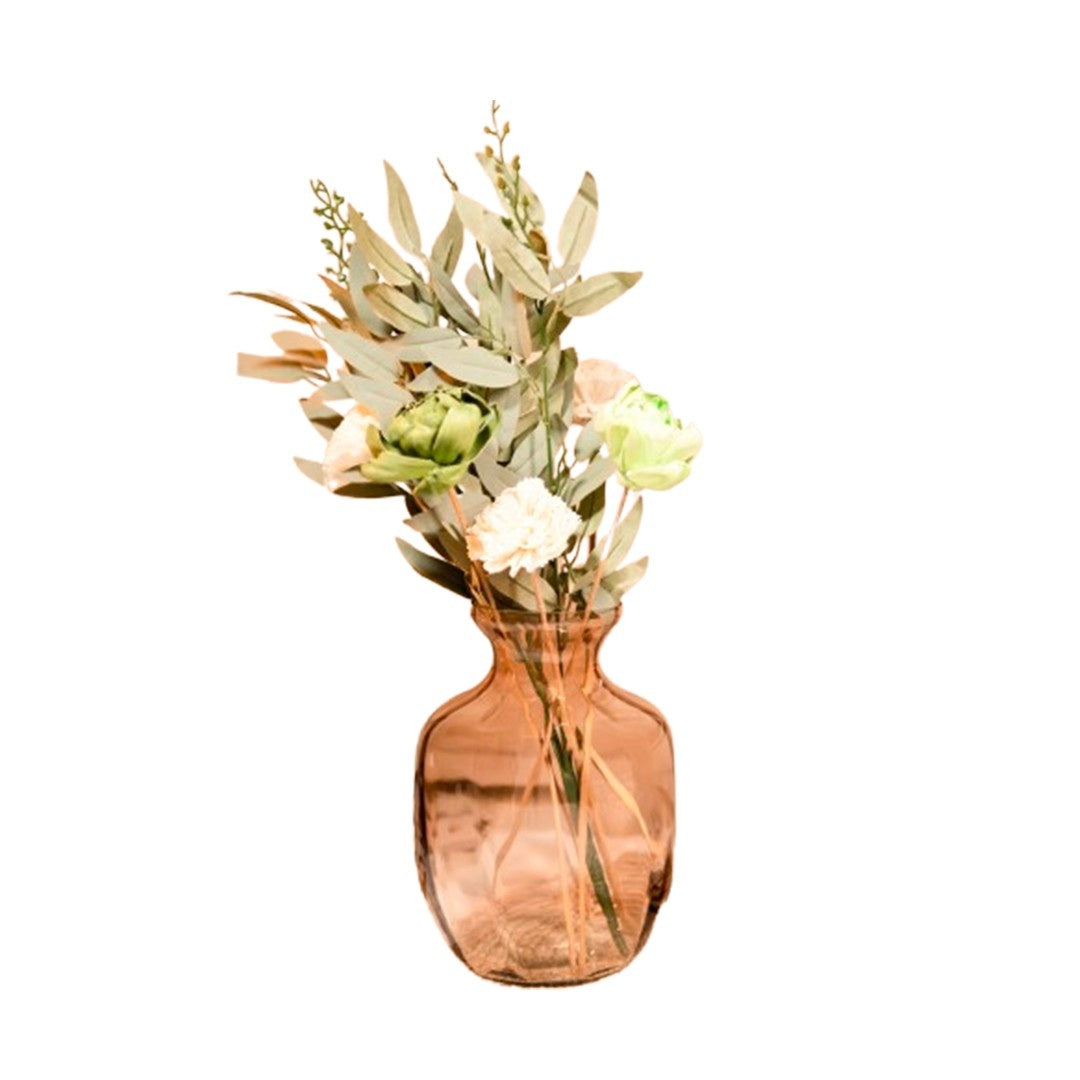 Gentle Glow Glass Vase with Dried Flower Bunch