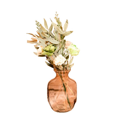 Gentle Glow Glass Vase with Dried Flower Bunch