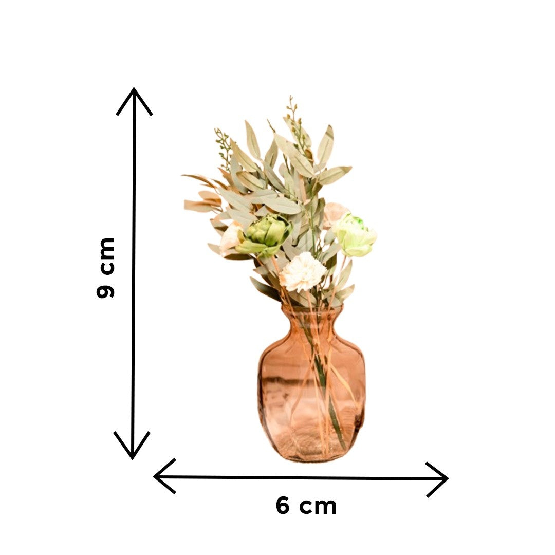 Gentle Glow Glass Vase with Dried Flower Bunch