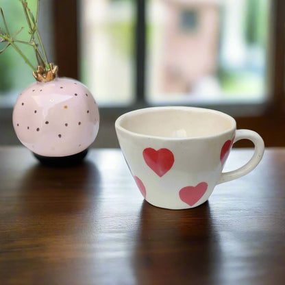 Heart to Heart Handcrafted Ceramic Cup - 240 ml