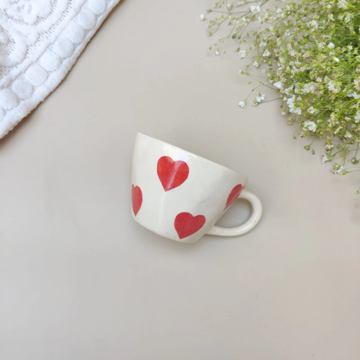 Heart to Heart Handcrafted Ceramic Cup - 240 ml